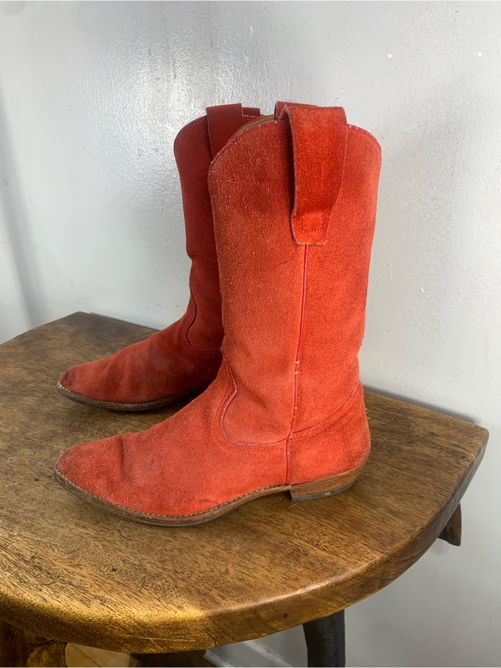 Vintage rare made in Spain red leather suede cowboy western boots